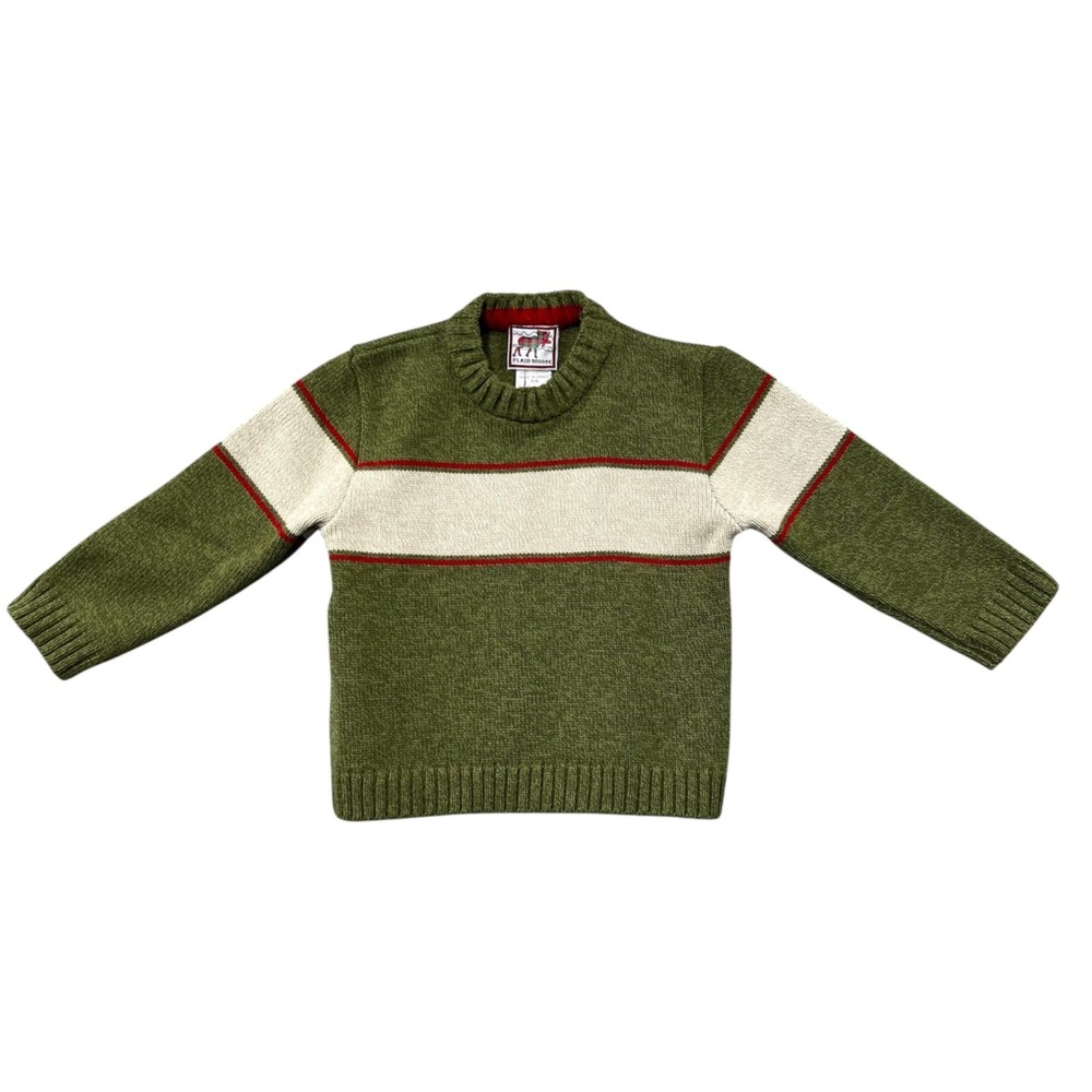 Vintage Plaid Moose Sweater Boys Size 4 Green 100% Cotton Y2K Made in‎ Israel